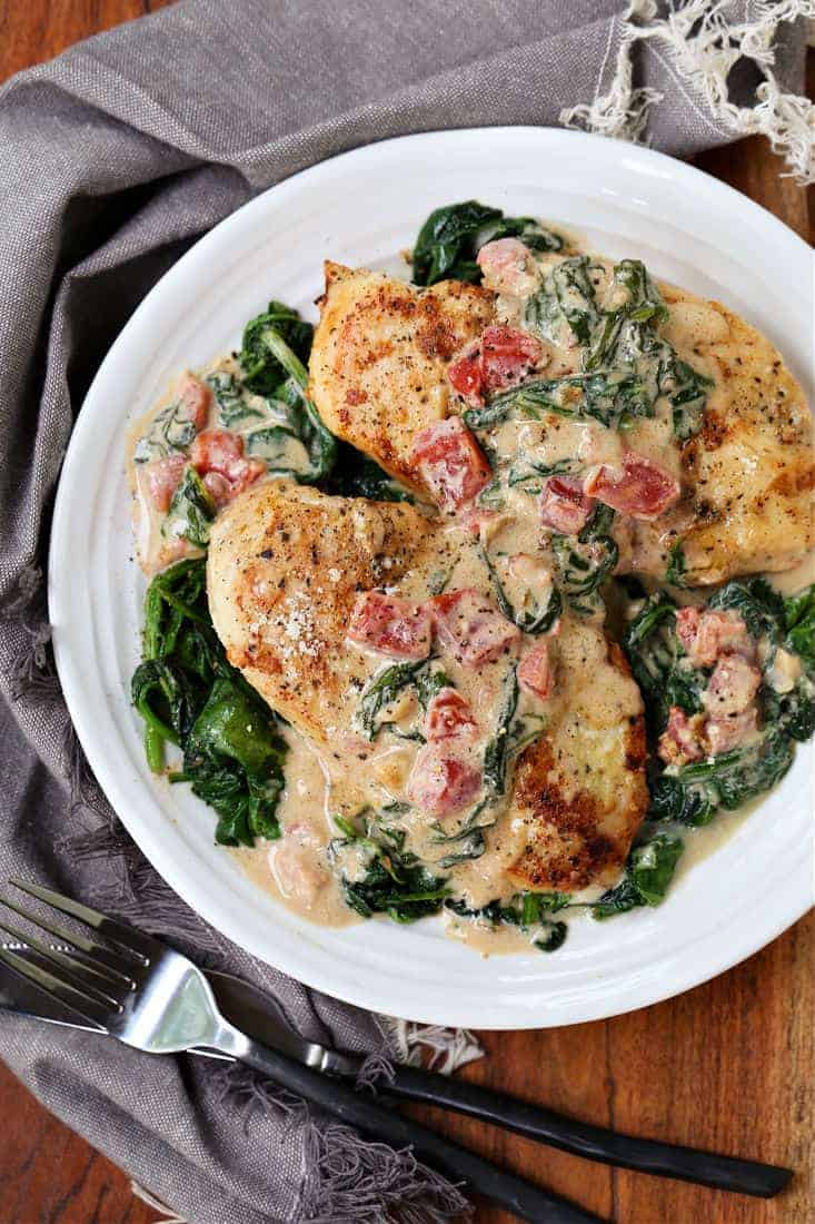 chicken recipe with spinach and tomatoes