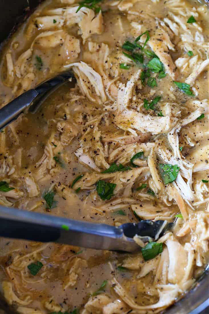 Shredded chicken and gravy recipe in a slow cooker