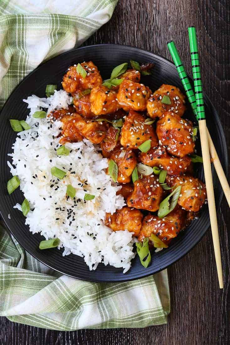 General Tso's Chicken dish made in an air fryer