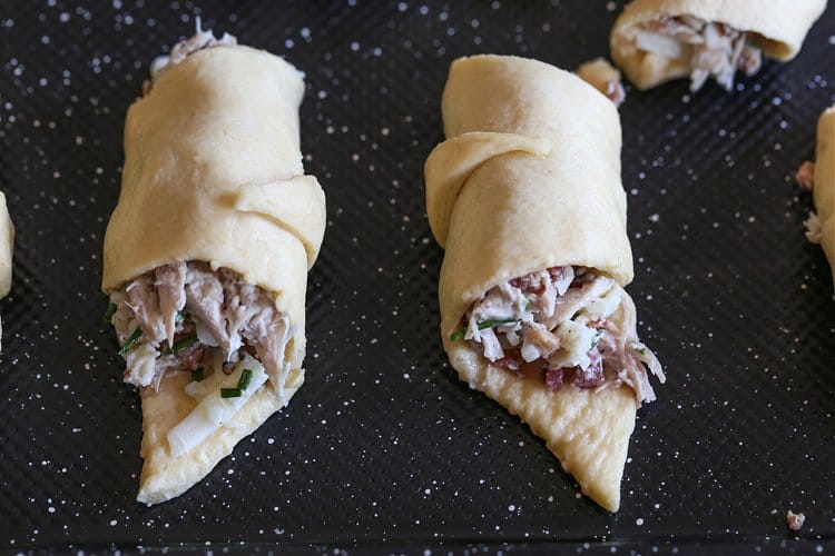 Crescent rolls with chicken and bacon filling