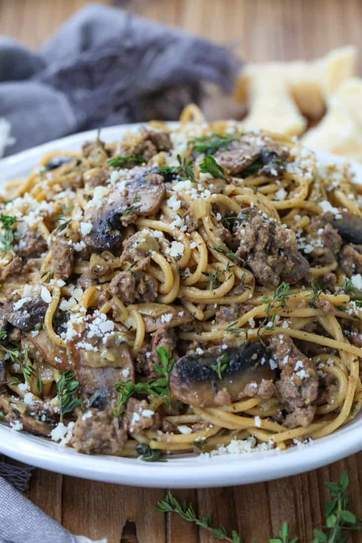 Spaghetti recipe with ground beef and mushrooms