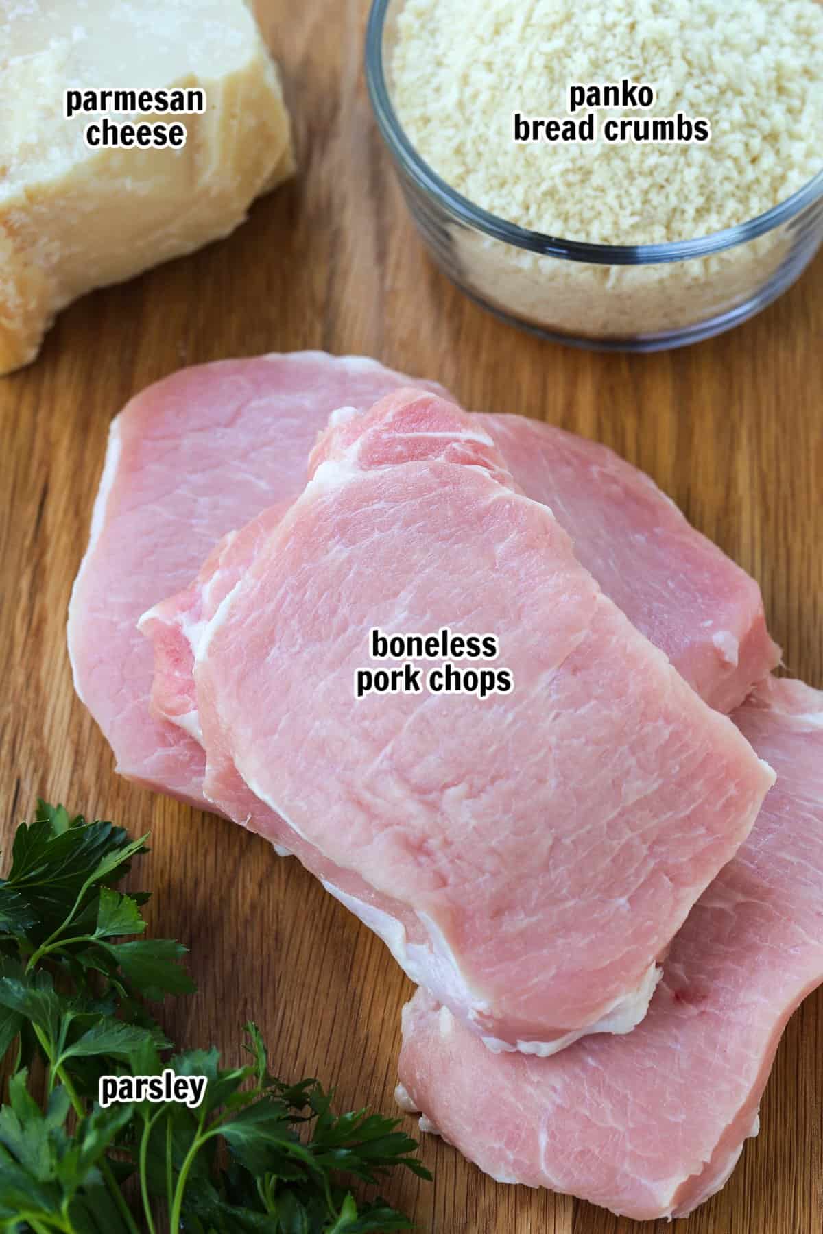 Crispy Baked Pork Chops have a panko breadcrumb and parmesan cheese crust that's so addicting. Crispy on the outside with a juicy inside. ingredients for making breaded pork chops