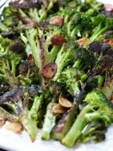 Roasted broccoli with garlic chips