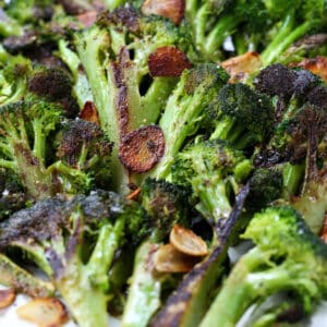 Roasted broccoli with garlic chips