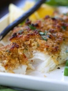 haddock covered in a parmesan and breadcrumb topping