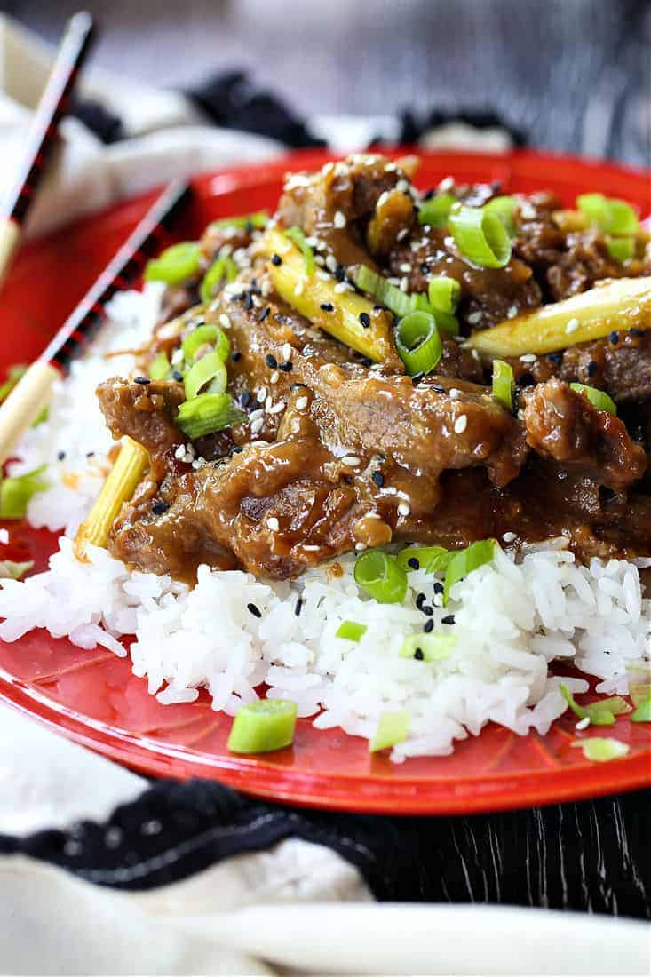Mongolian Beef recipe made in a slow cooker