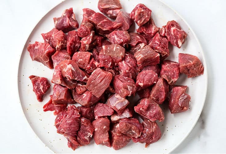 Cubed beef pieces for soup recipe