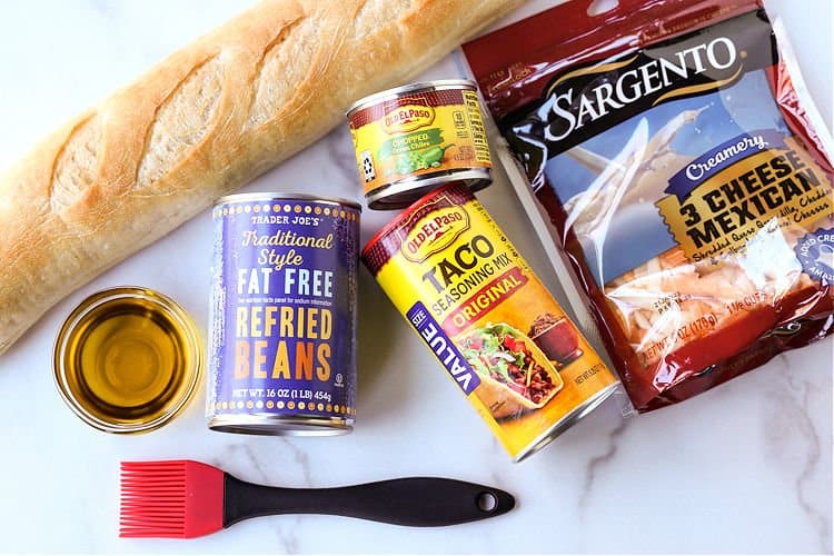 Ingredients to make Cheesy Taco Crostini