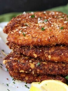 Flat Chicken is a breaded chicken cutlets with parmesan cheese and whole wheat bread crumbs