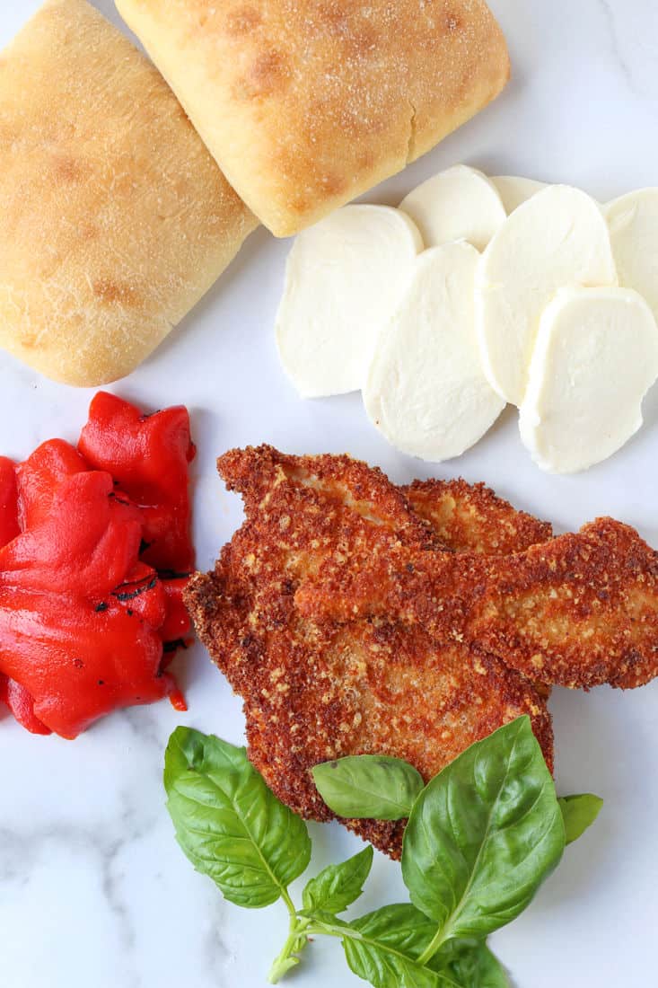 Ingredients to make Italian chicken ciabatta sandwiches