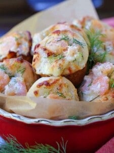 Shrimp Puffs in a bowl with fresh dill