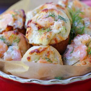 Shrimp Puffs in a bowl with fresh dill