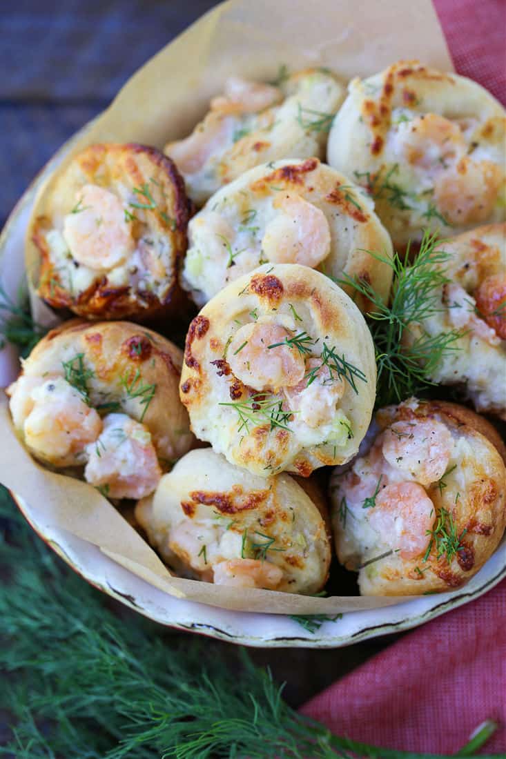 Appetizer recipe made with biscuit dough and mini shrimp