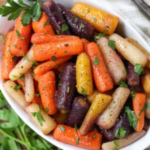 Honey Glazed Carrots in a serving dish