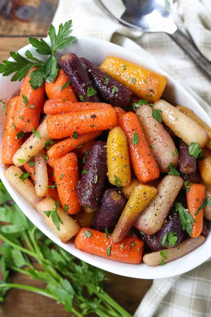 Honey Glazed Carrots in a serving dish