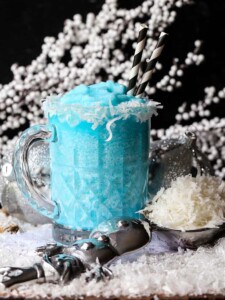 Frozen cocktail made with blue curacao, vodka and pineapple juice