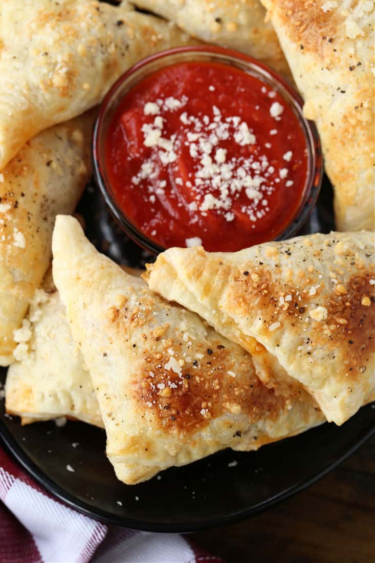 Puff Pastry Pizza Pockets with dipping sauce for appetizers