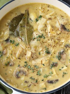 Artichoke and parsnip soup recipe in a pot