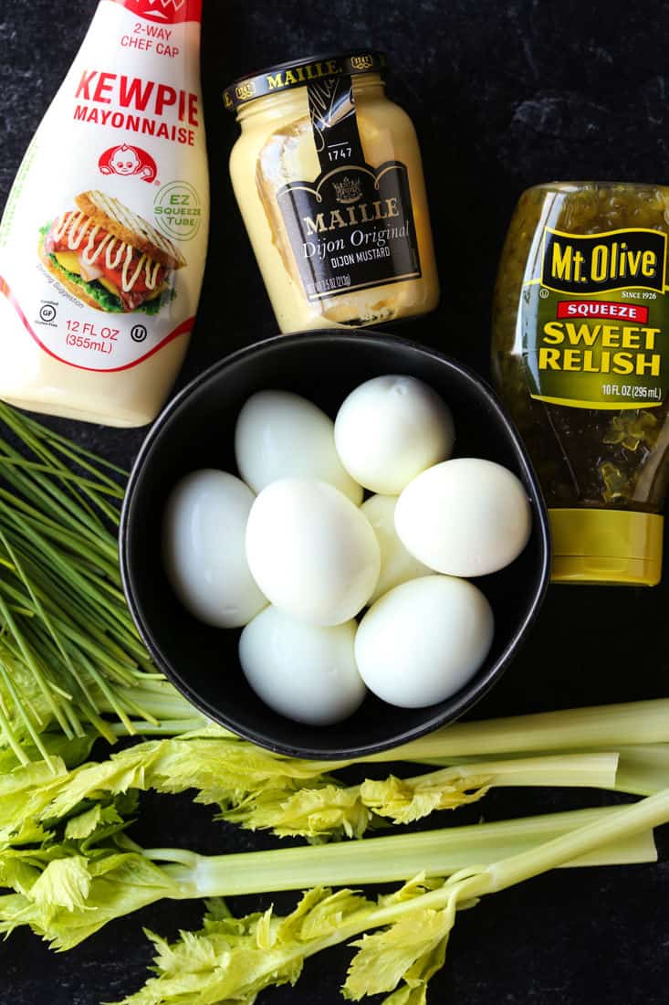 Ingredients for making egg salad