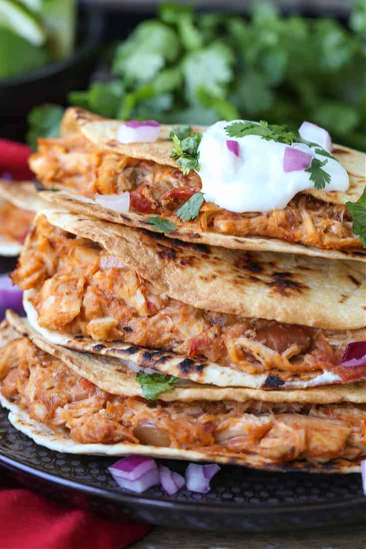 Air Fryer Tacos stacked on a plate