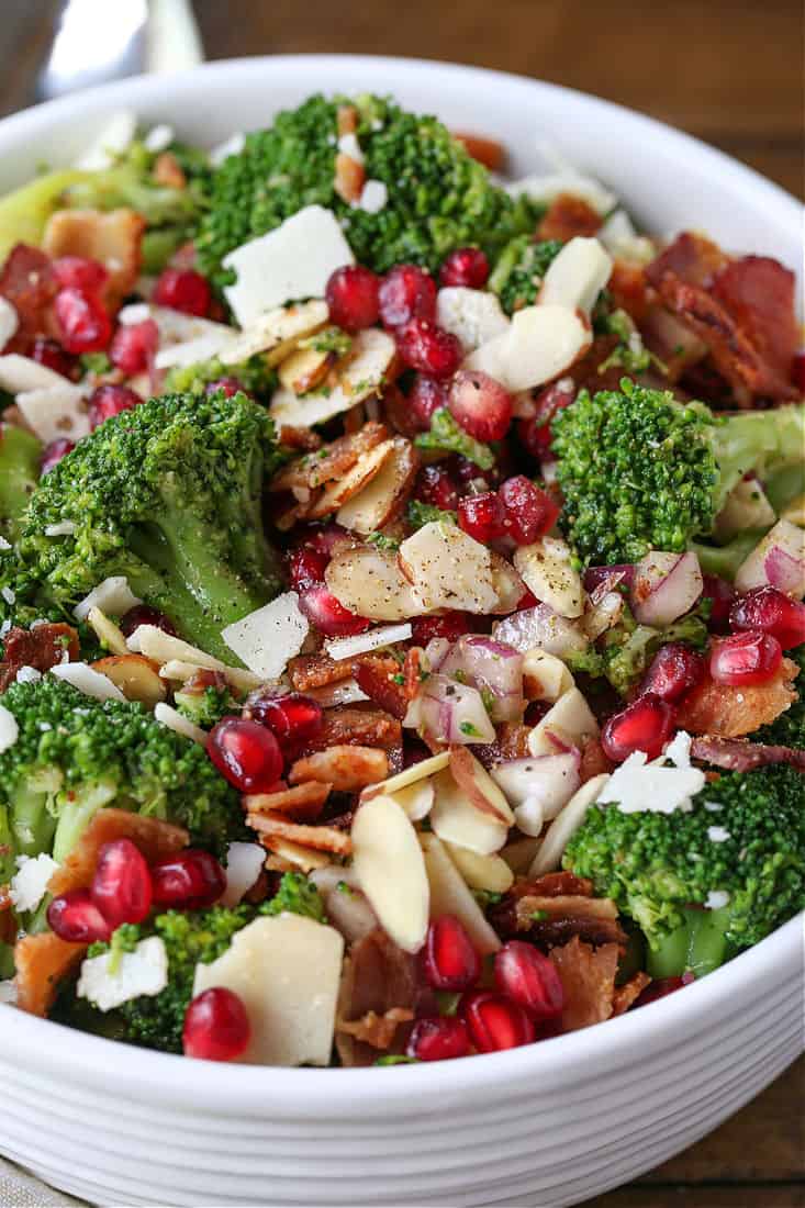 Broccoli Salad Recipe in a white bowl