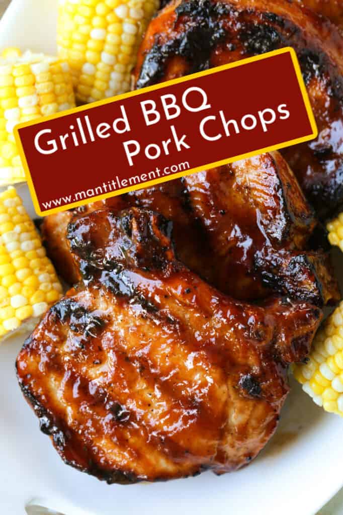 grilled barbecue pork chops image for pinterest