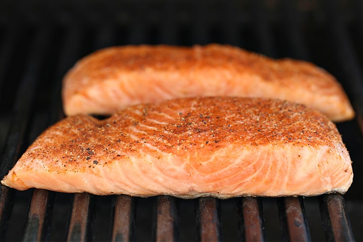 salmon filets on the grill