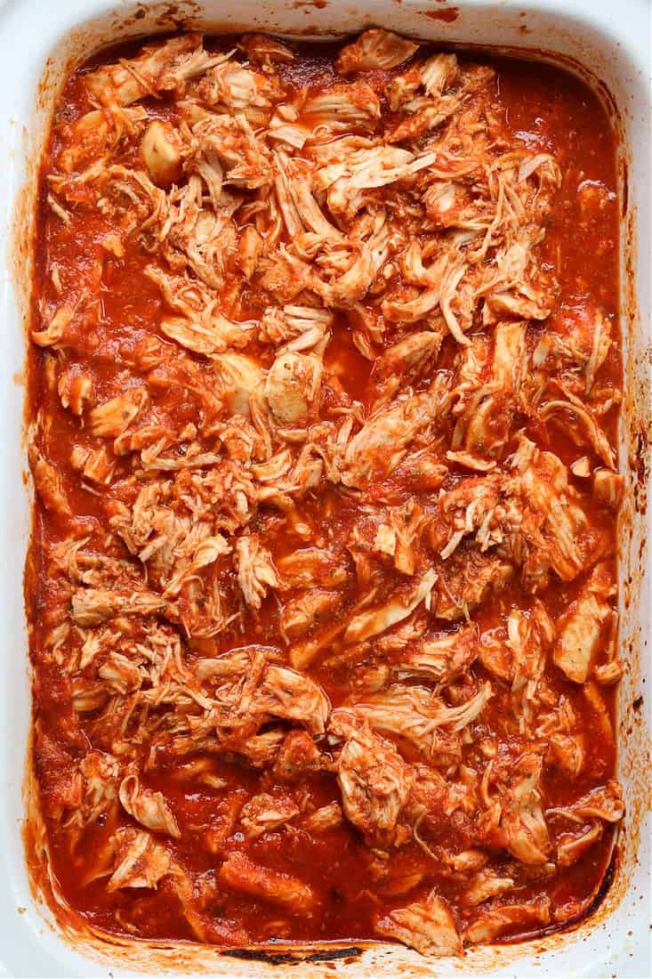 Slow cooker shredded chicken with marinara sauce