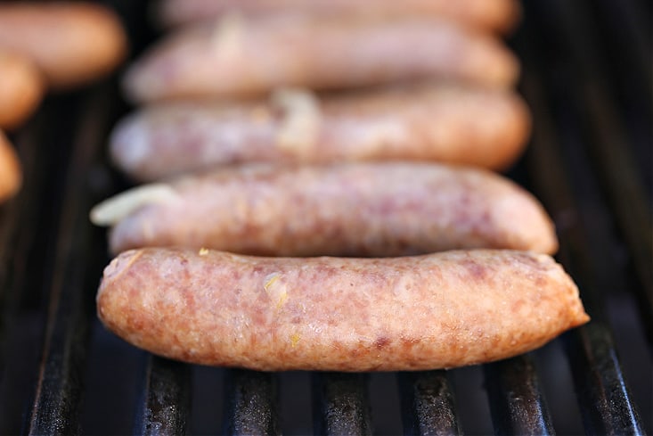 bratwurst on the grill