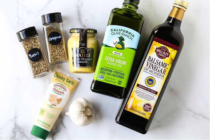 Ingredients for balsamic dressing recipe