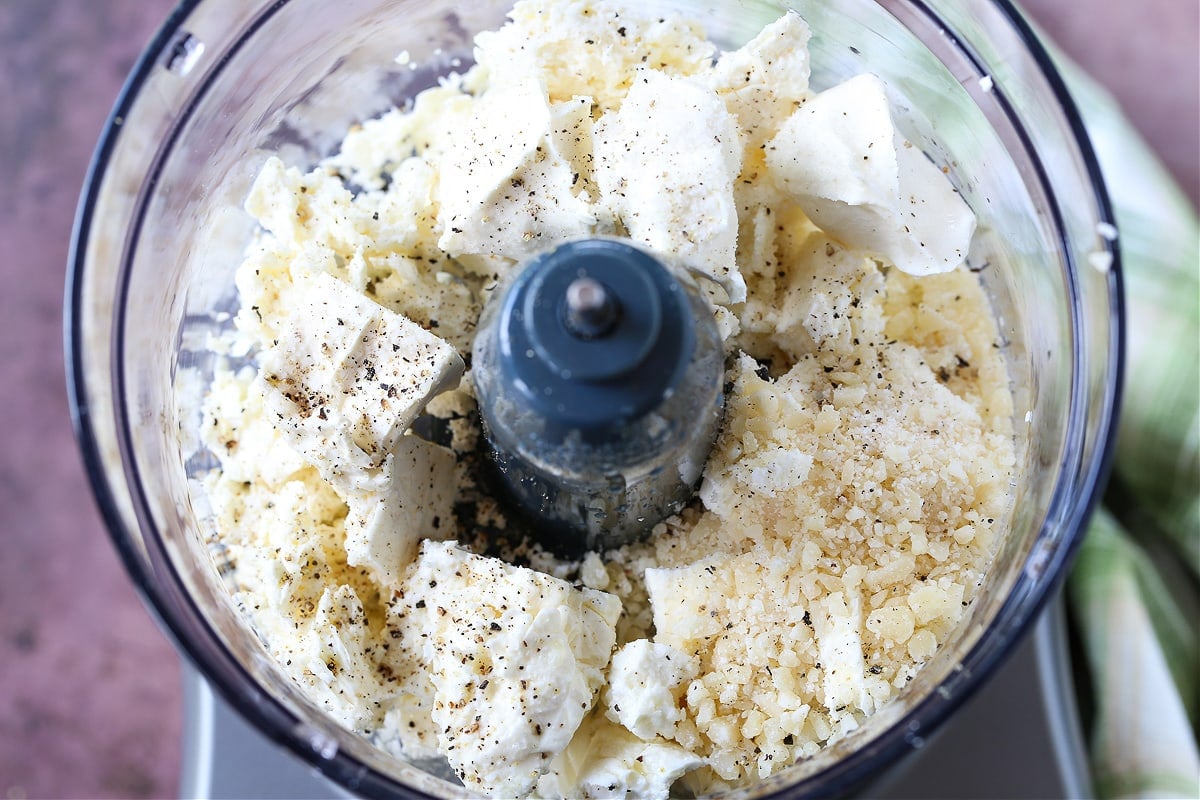 feta and parmesan cheese in food processor