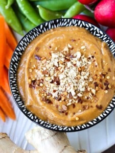 Peanut sauce with crushed peanuts on top