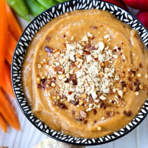 Peanut sauce with crushed peanuts on top
