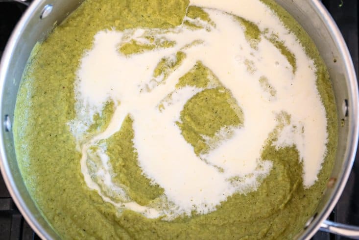 Cozy up to a bowl of this delicious Cream of Broccoli Soup! A nutritious soup recipe that gives you a luxurious, indulgent feel! cream swirled into broccoli soup