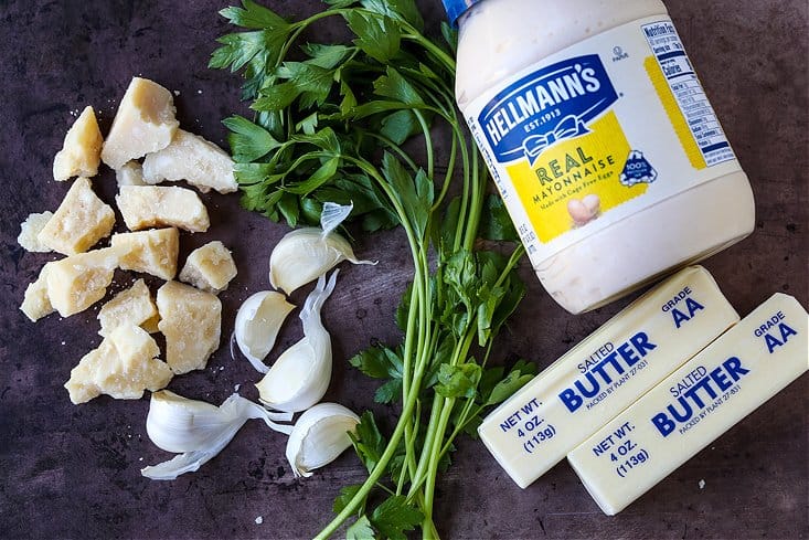 Ingredients for garlic parmesan butter sauce