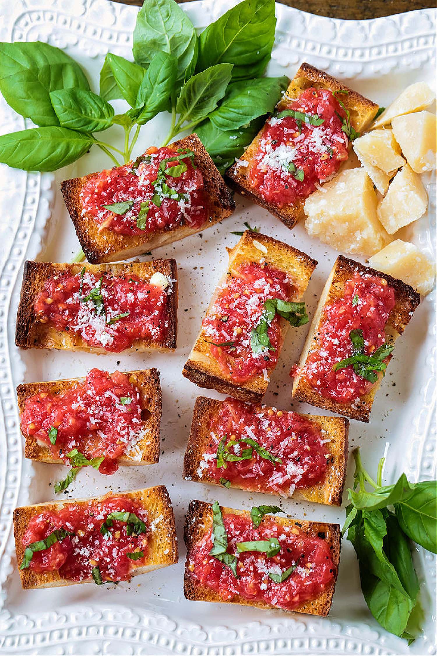 platter of pan con tomate (Spanish tomato bread)