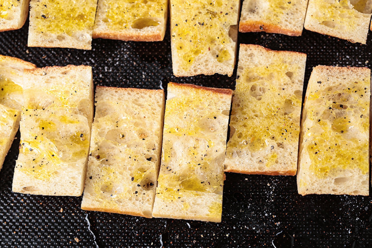 ciabatta bread drizzled with olive oil