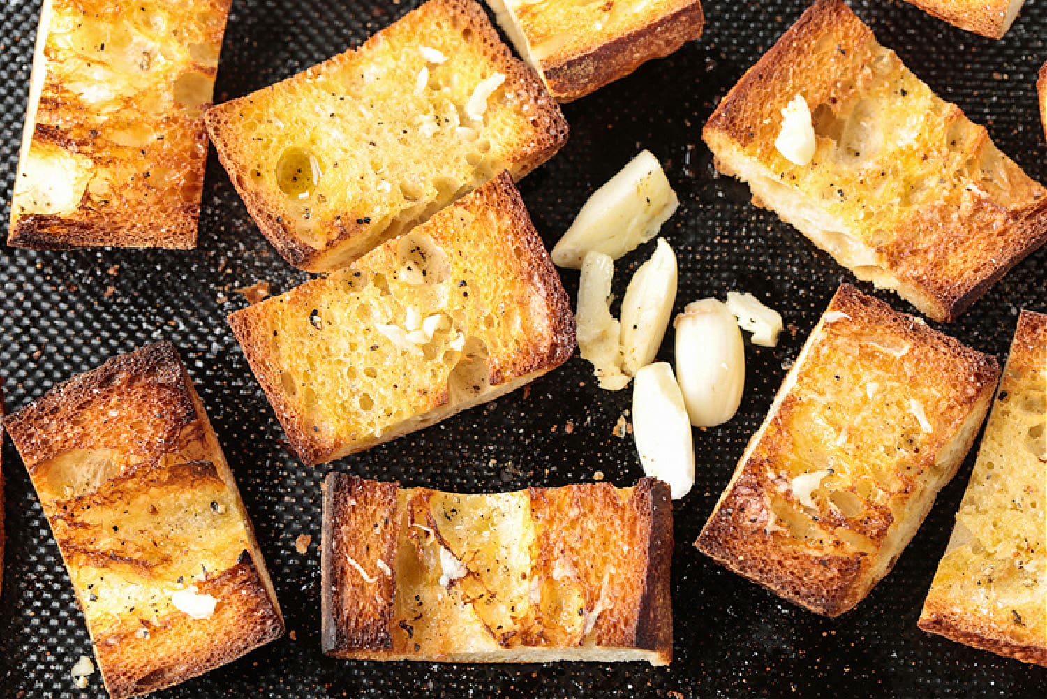 toasted ciabatta bread rubbed with garlic
