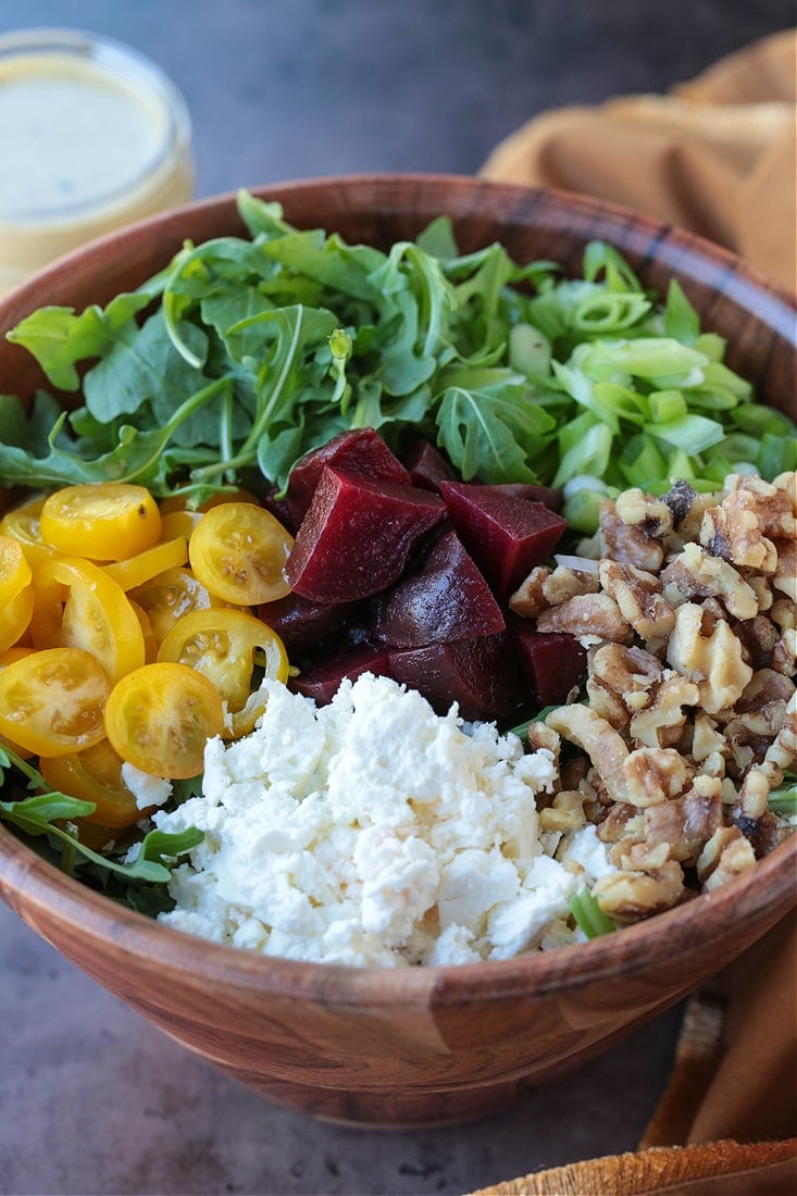 ingredients for an arugula salad