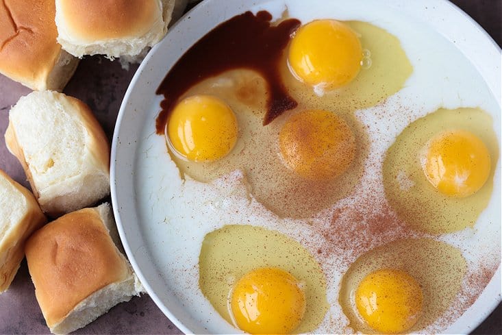 eggs and milk in a bowl for making french toast recipe