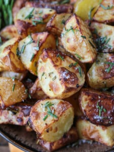 Air Fryer baby potatoes with salt and fresh rosemary