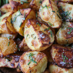 Air Fryer baby potatoes with salt and fresh rosemary
