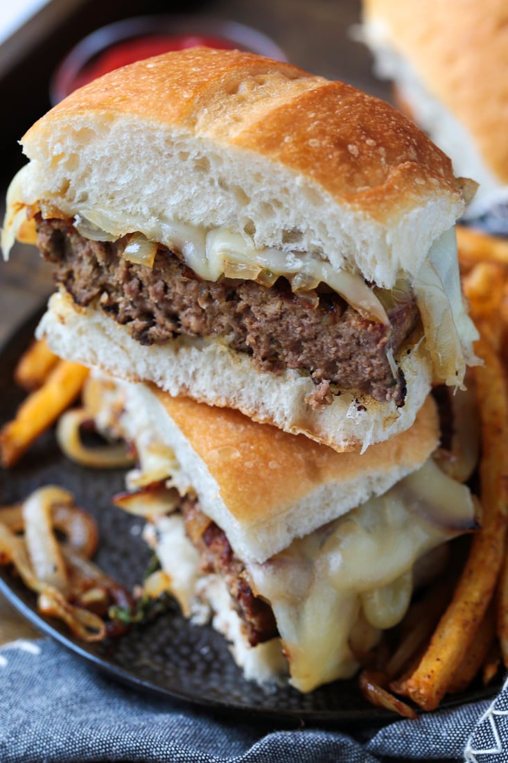 meatloaf sandwich stacked on plate