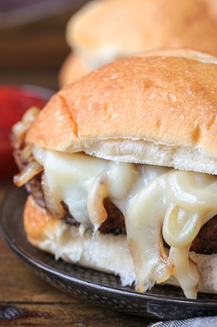 meatloaf sandwich with cheese on a plate with fries