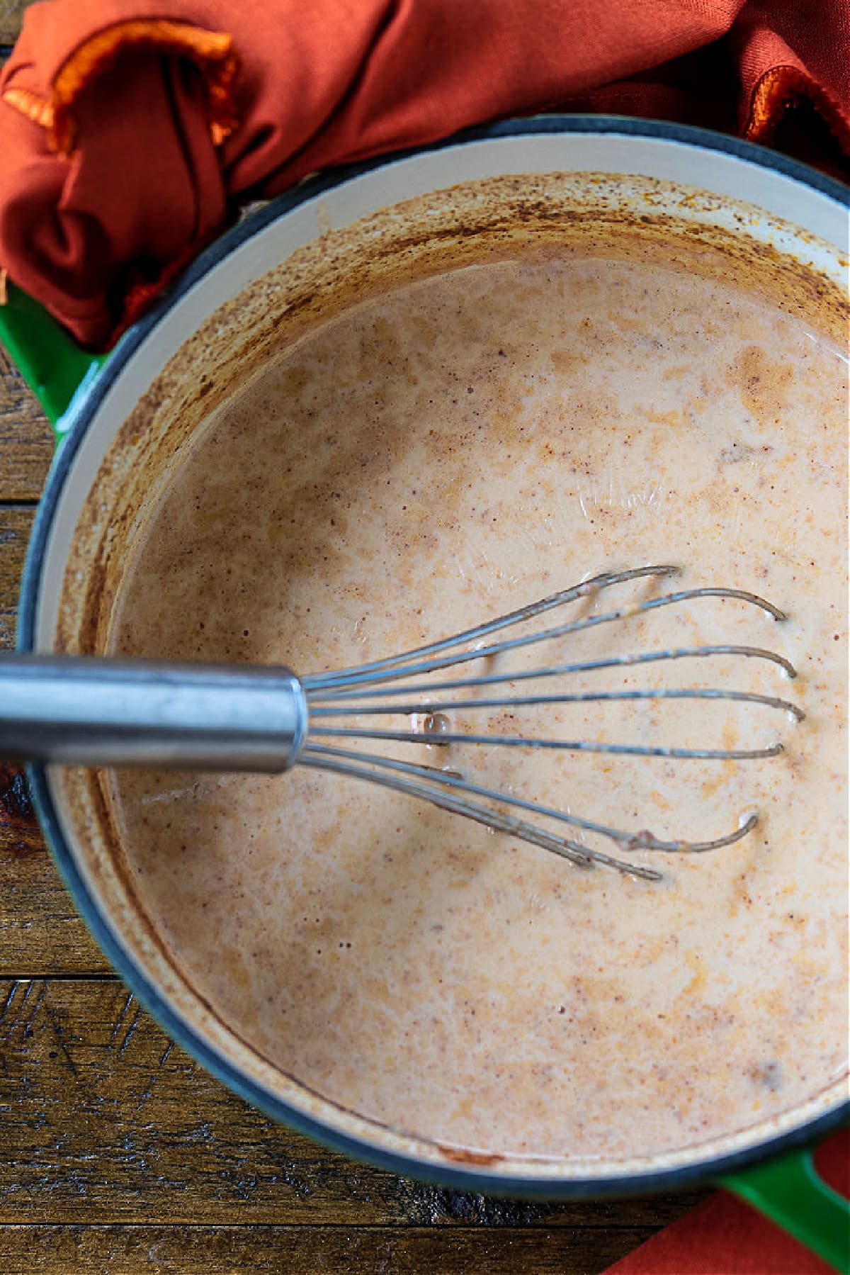 cream and milk in a pot with spices for homemade creamer recipe