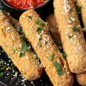 mozzarella sticks made in an air fryer
