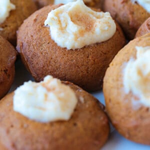 pumpkin thumbprint cookies on plate