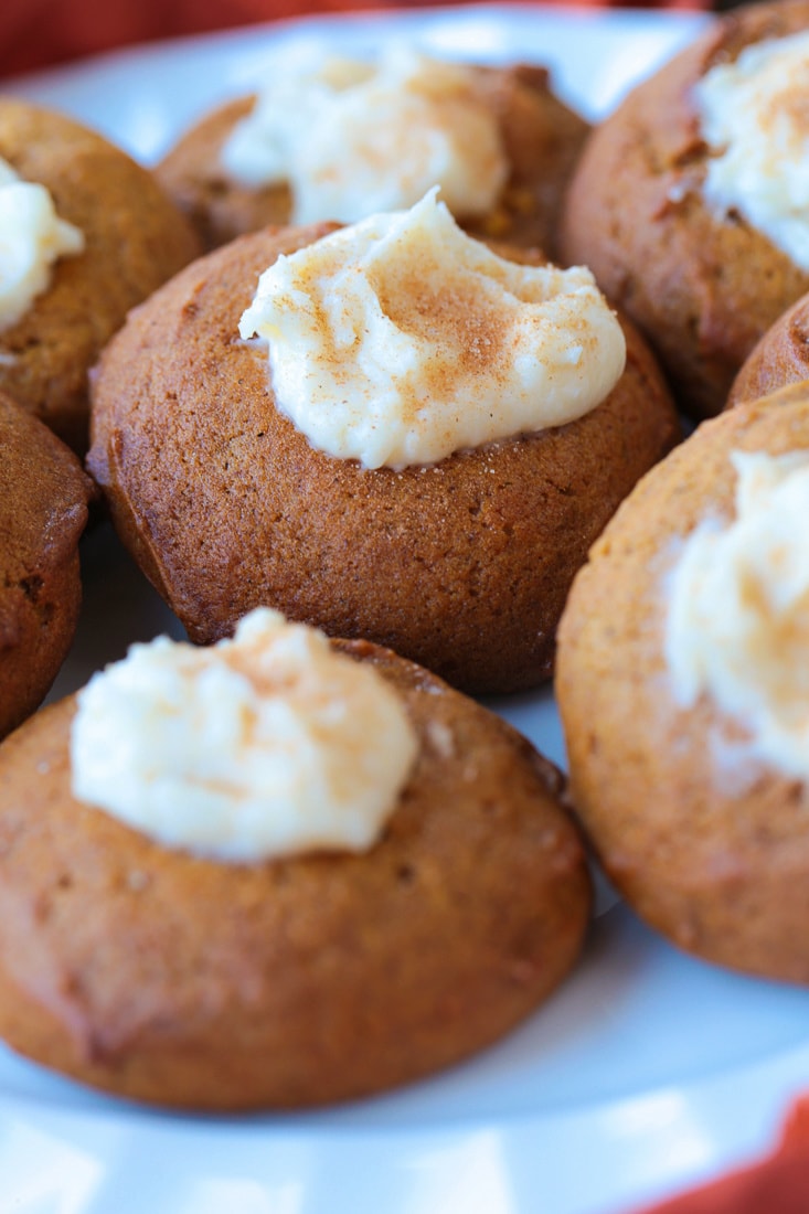 pumpkin thumbprint cookies on plate