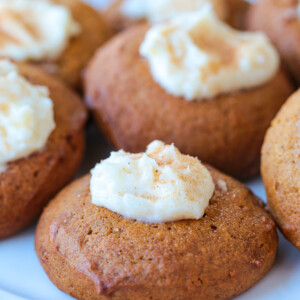 pumpkin thumbprint cookies on whit plate