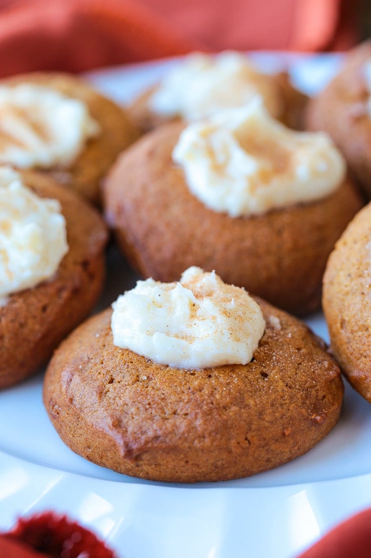 pumpkin thumbprint cookies on whit plate